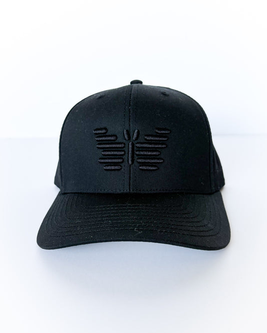 black butterfly twill hat